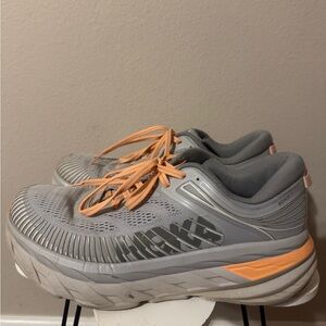 Hoka Bondi 7 Gray with Orange Accents